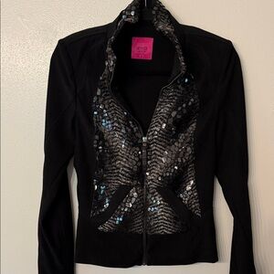 Save the Queen Women's Black Sequin Jacket